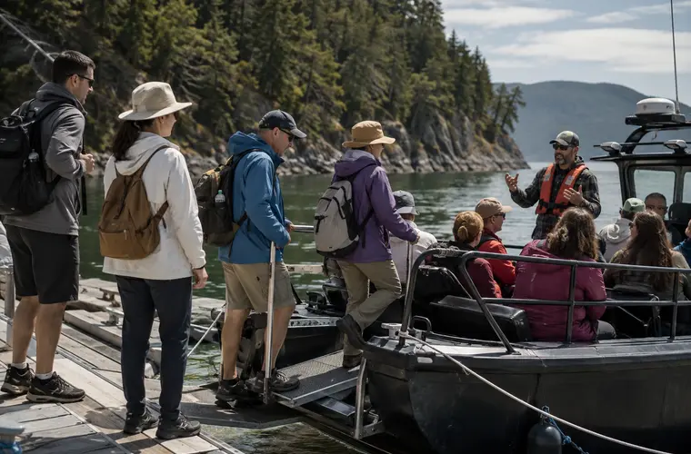 Photograph of guests boarding a guided outdoor excursion