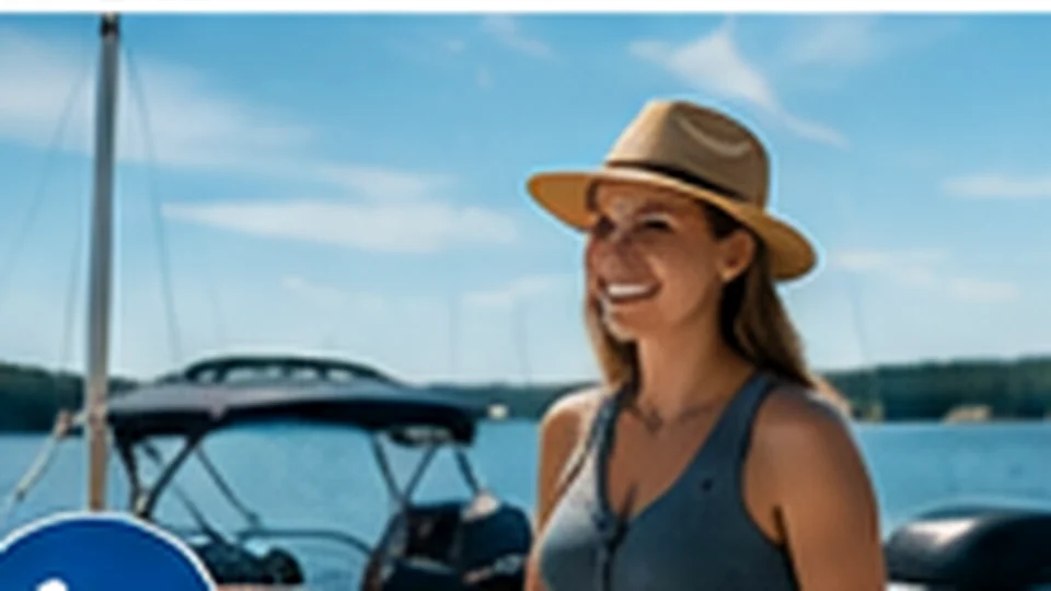 Boat-rental customer speaking with staff beside prepared equipment
